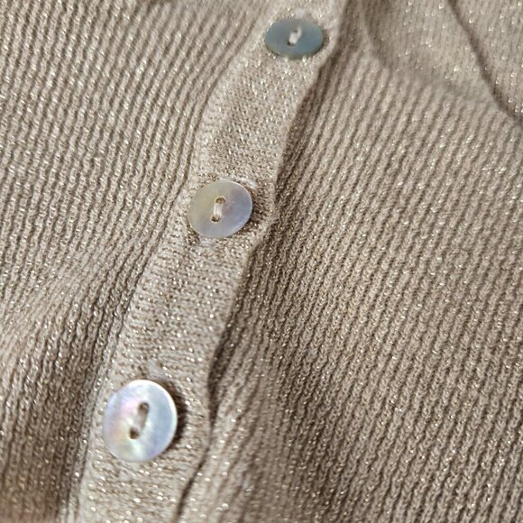Y2K Mango Gold Glitter Knit Cardigan Crochet Short Sleeves Button Front size M - Picture 6 of 10